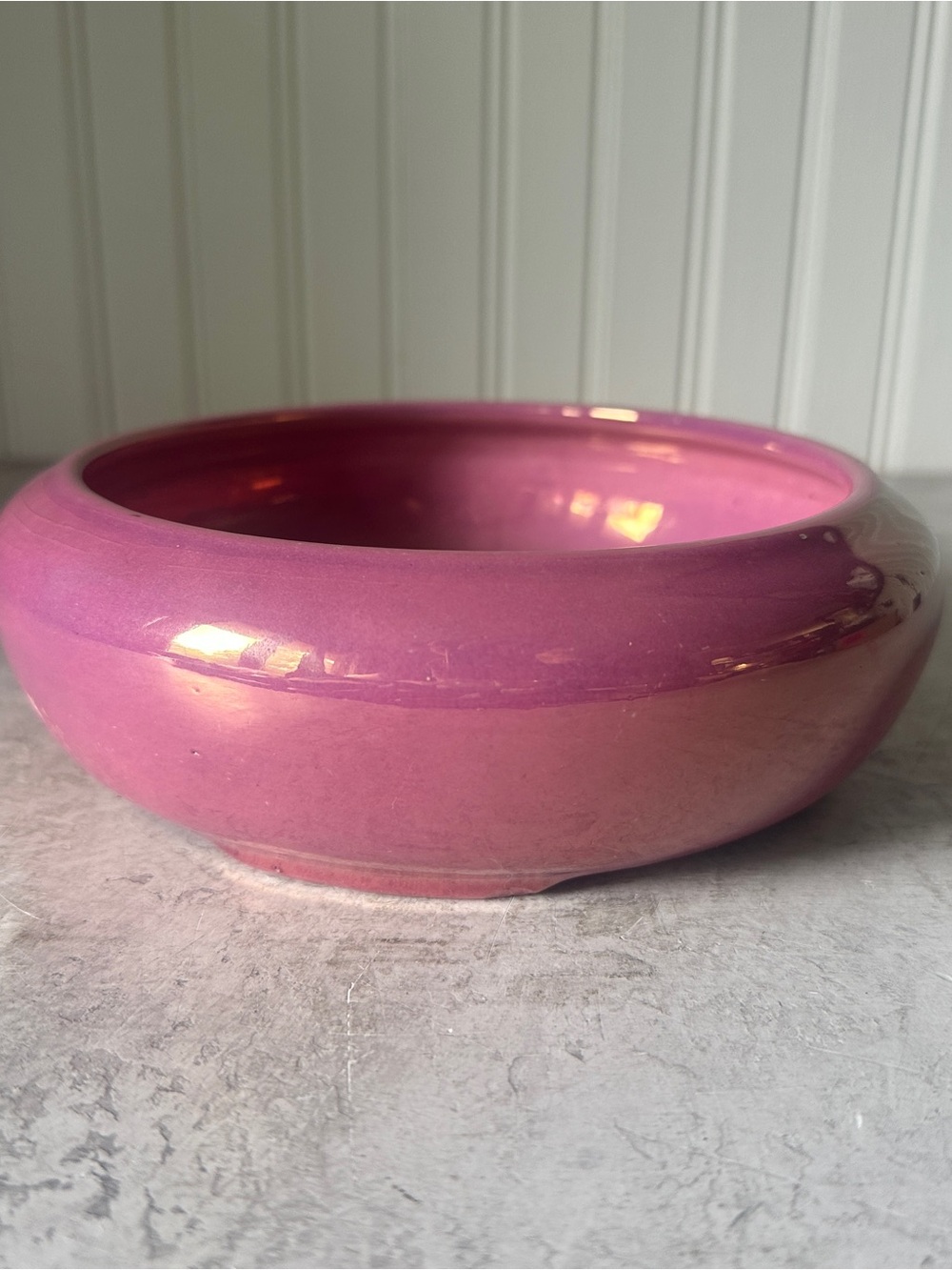 Roseville Pottery Pink Lustre Bulb Bowl Planter Art Deco 1920s Luster Glaze 7.5”